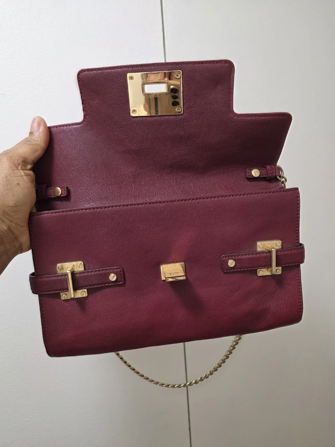 Michael Kors Clutch with Chain - Burgundy - photo 3