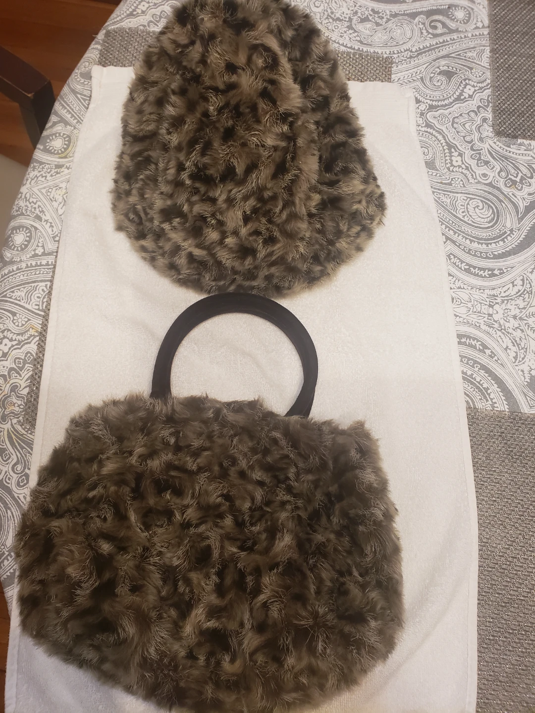 F.L.A.G. Accessories Faux Fur Handbag and Hat Set