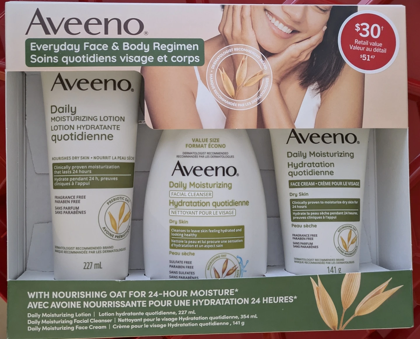 Brand New Aveeno Everyday Face & Body Regimen Set