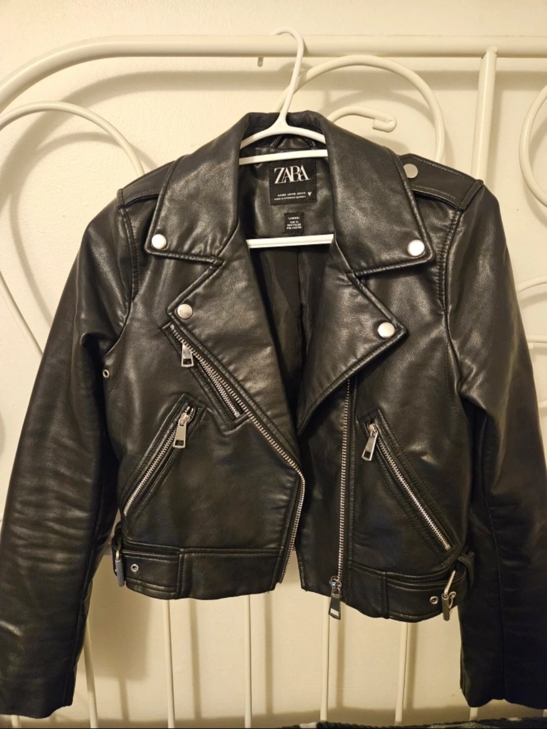 ZARA Black Faux Leather Moto Jacket