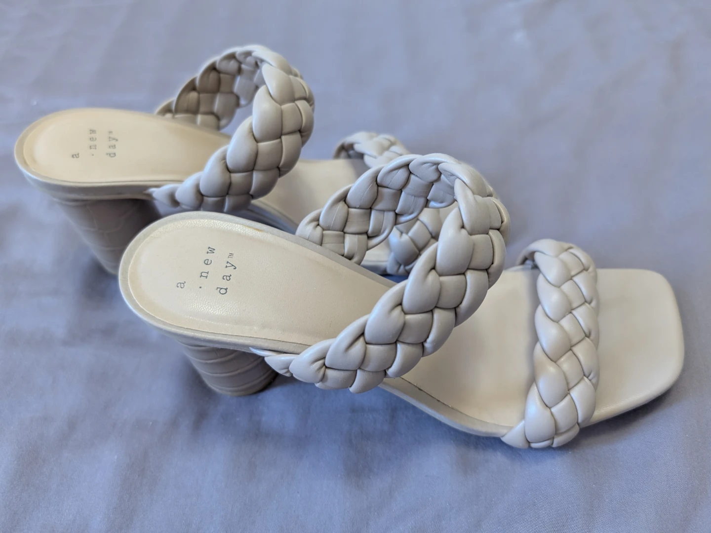 Braided Slide Heeled Sandals Cream - photo 2