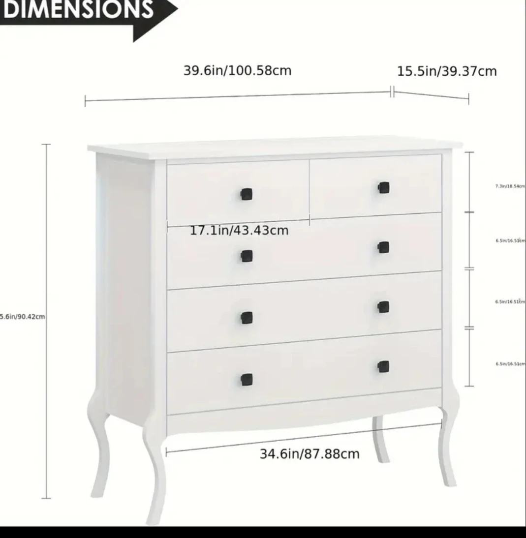White 5-Drawer Chest - photo 5