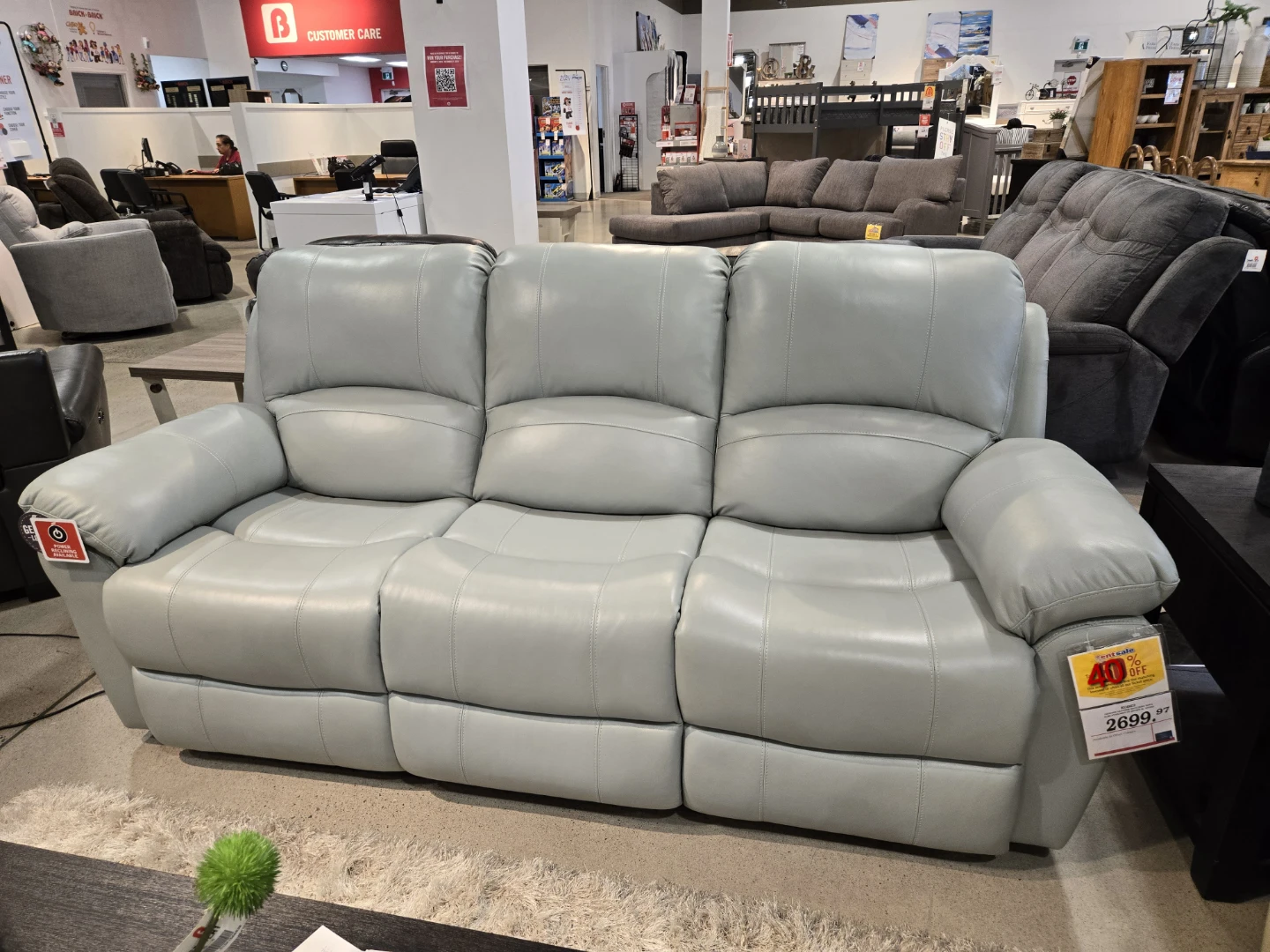 Aqua color 3-Seater Power Reclining Sofa