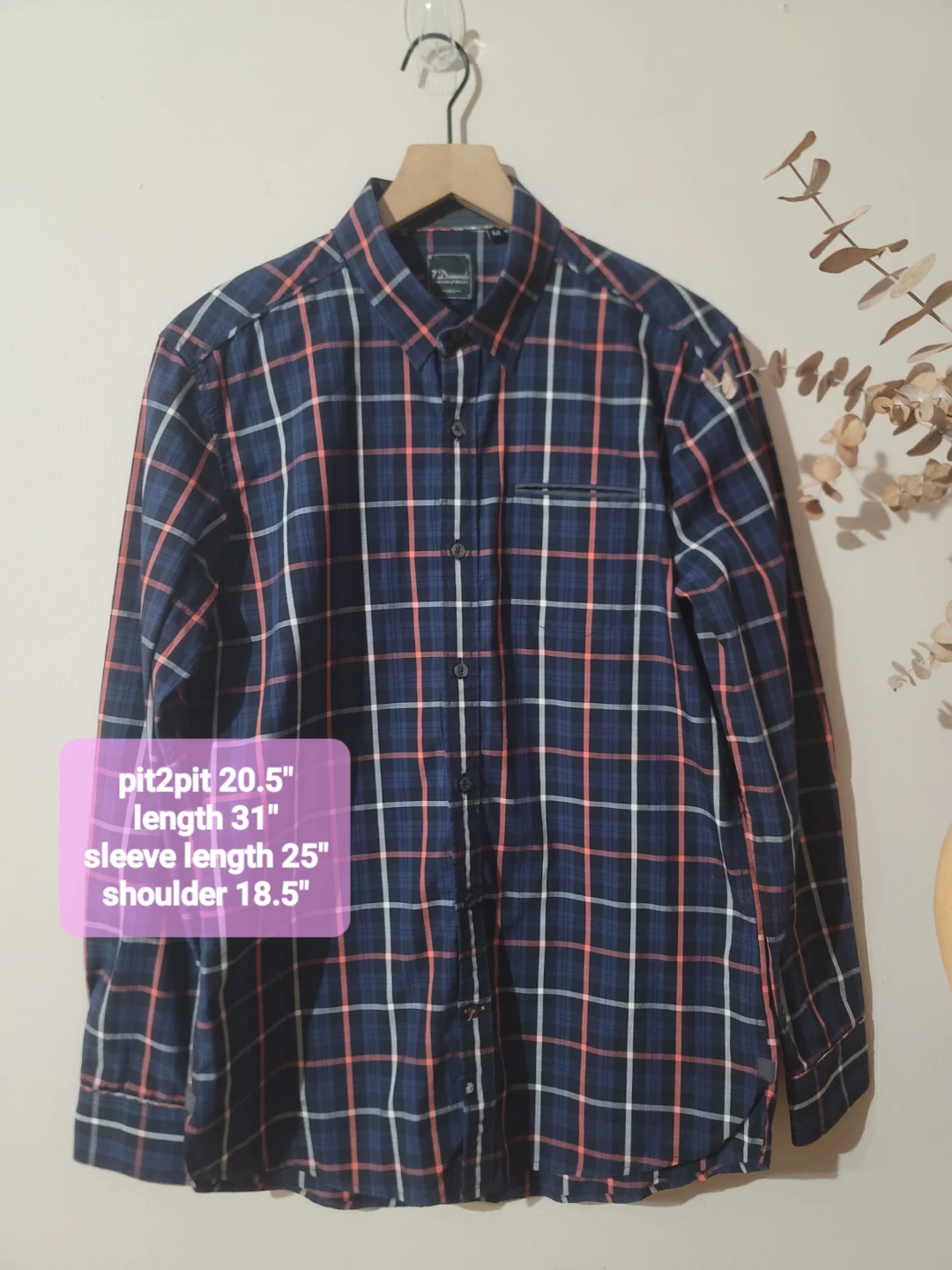 7 Diamonds Tradition Plaid Button Down Sz M Cotton Academia - photo 3
