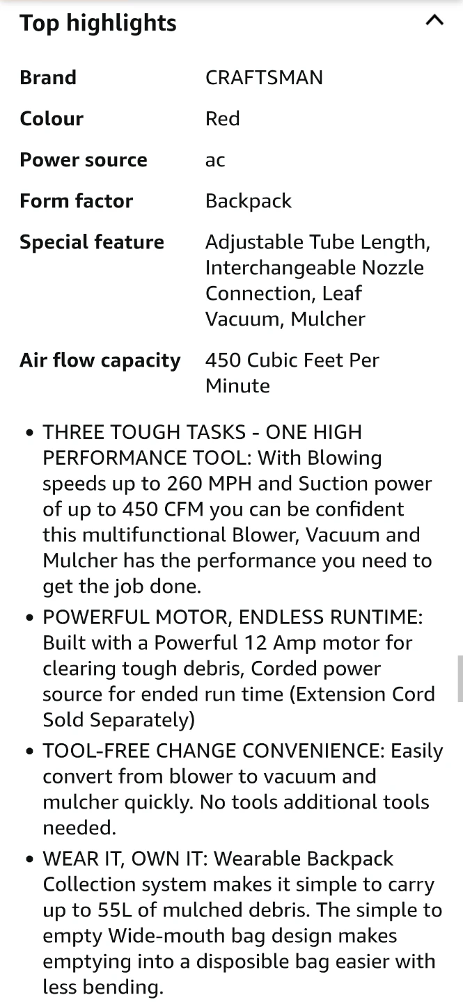 CRAFTSMAN Leaf Blower/Vacuum and Mulcher - photo 5