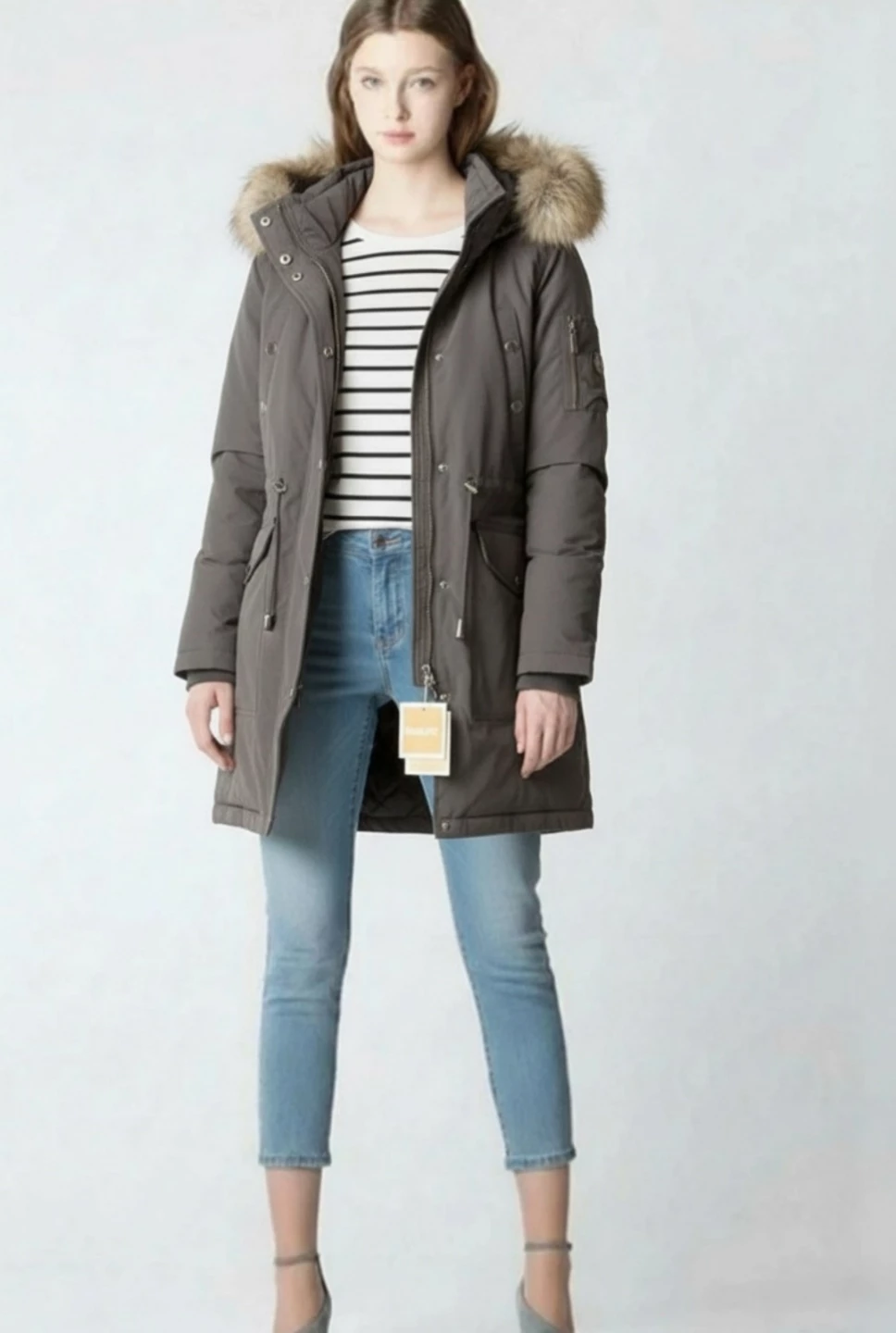 NWT Michael Kors Women's Malachite Grey Parka Down Jacket🏆