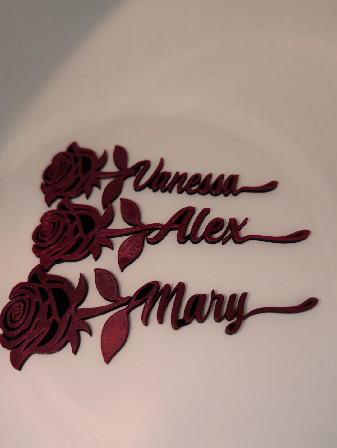 Custom Rose Name Cutouts (Mary, Alex, Vanessa)