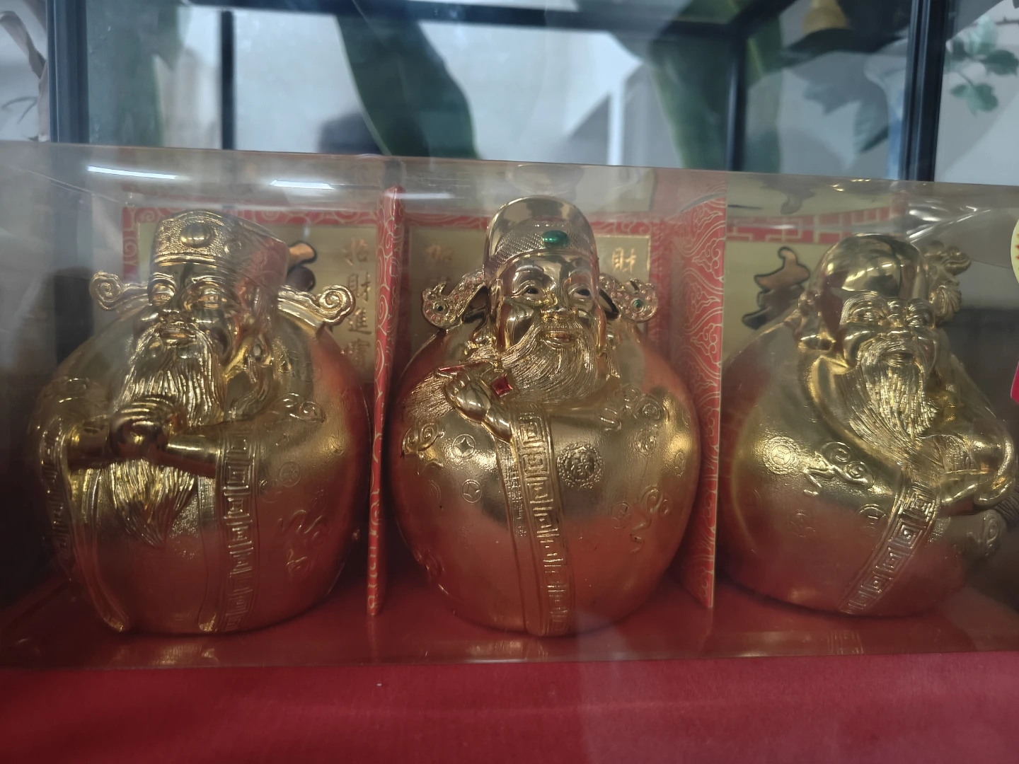 Set of 3 Gold Prosperity Gods Figurines