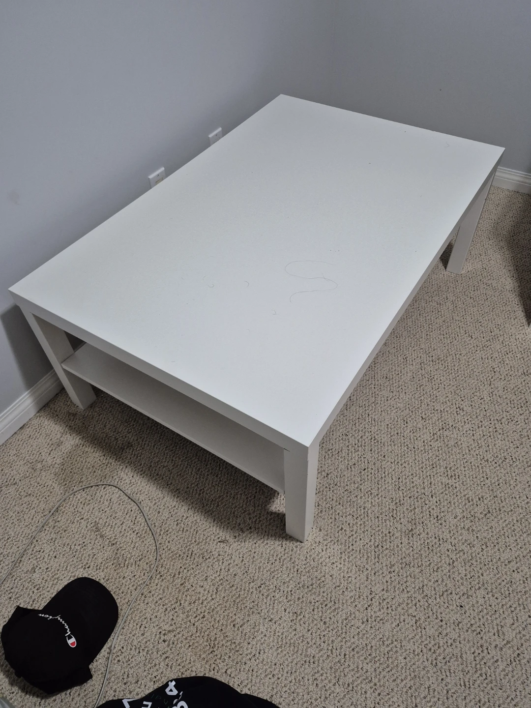 3 White Coffee Table with Shelf - photo 2