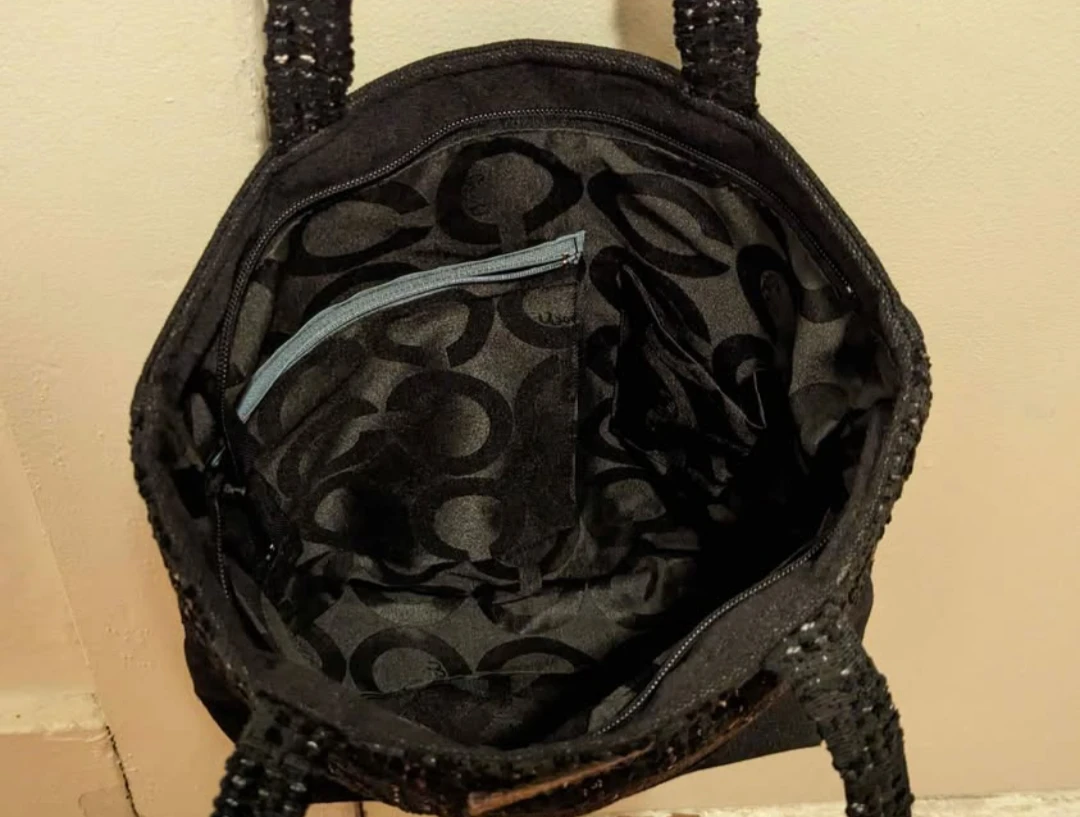 Katre Black Tote Bag with Floral Accent - photo 3