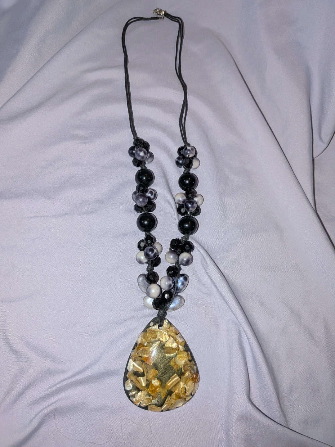 Statement Pendant Necklace with Shell Inlay
