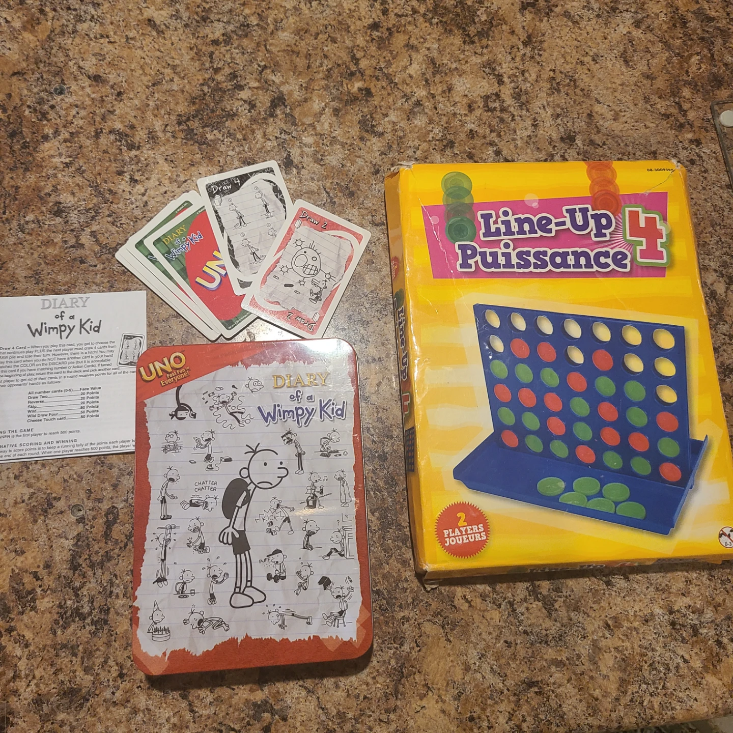 Diary of a Wimpy Kid UNO Card Game & Line-Up 4 Board Game Bundle