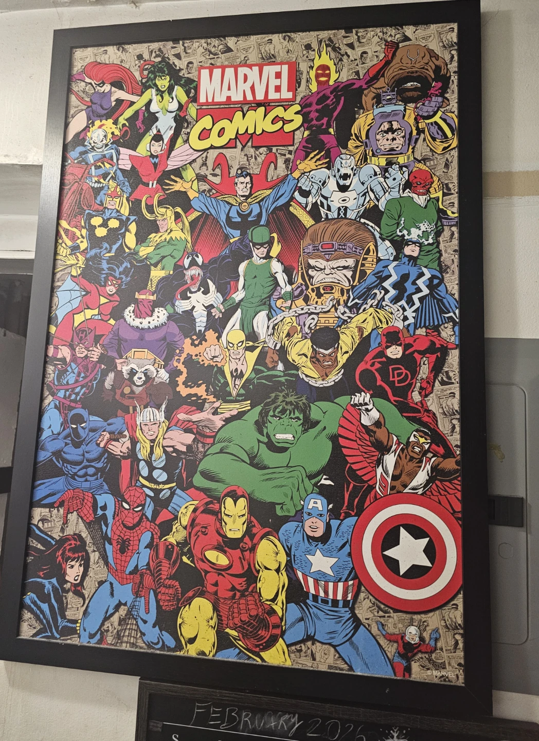 Marvel Comics Framed Wooden Poster