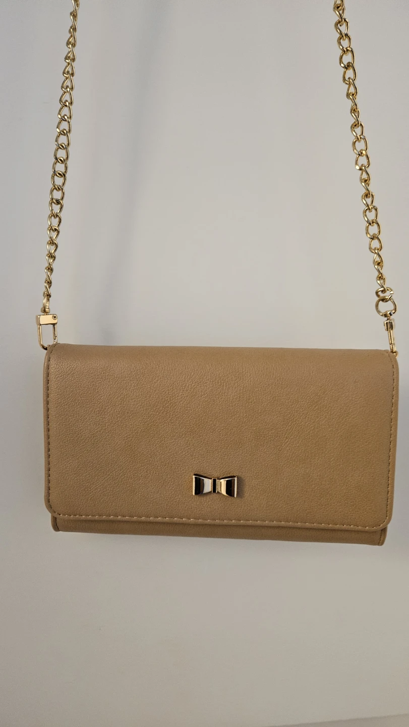 Tan Crossbody bag /Wallet with long Chain Strap & short strap