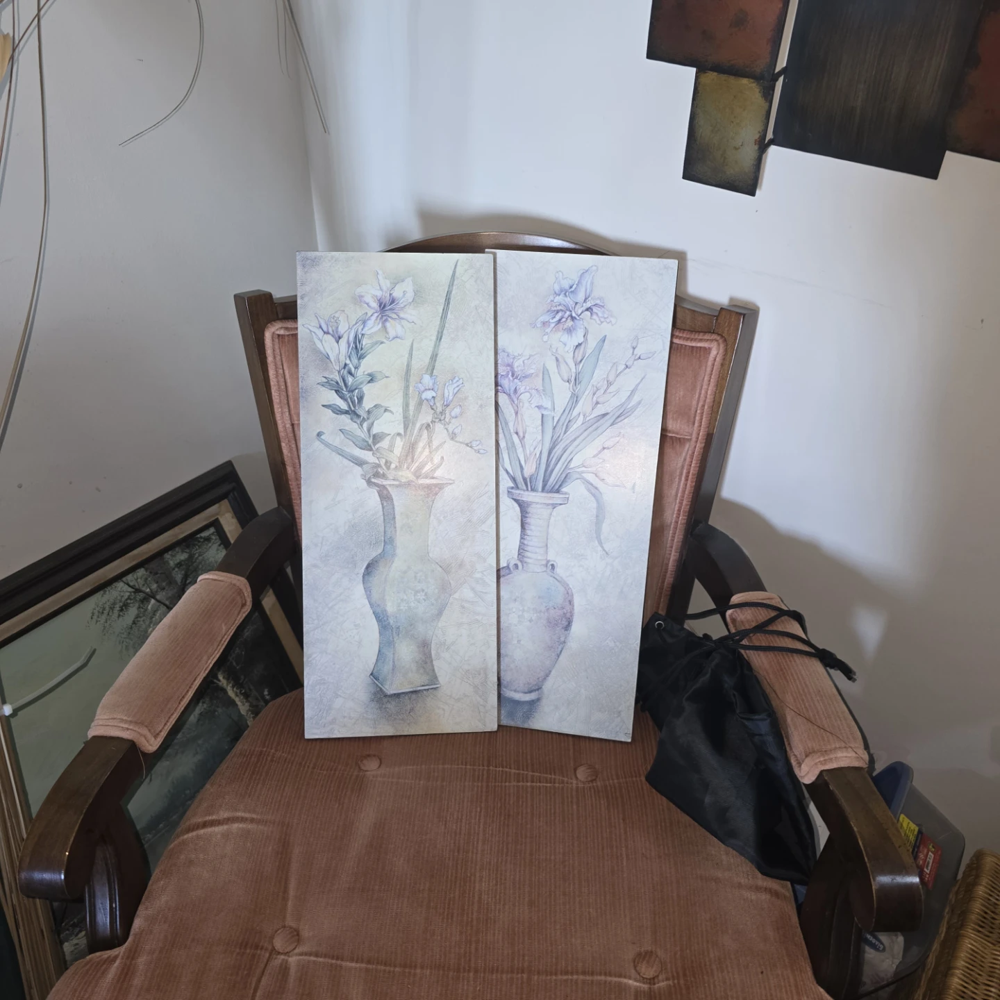 Set of 2 Floral Vases Canvas Wall Art Prints