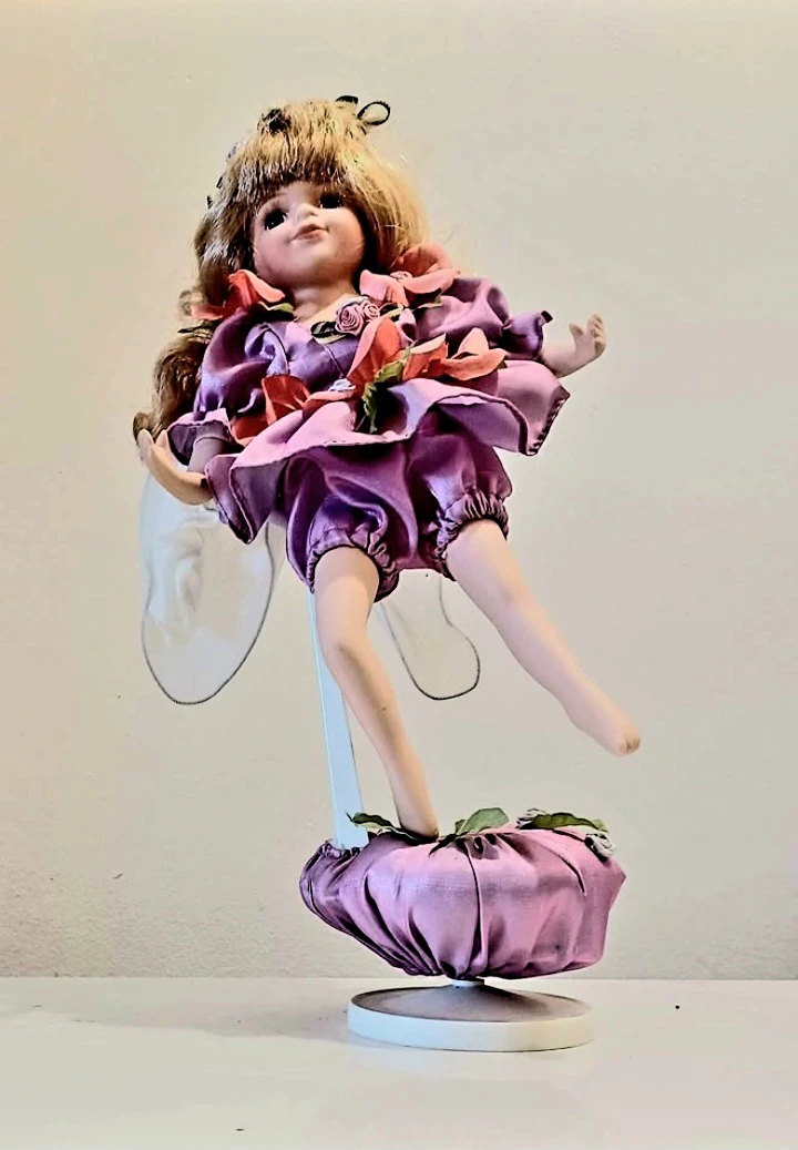 Tall Musical Rotating Porcelain Fairy Doll