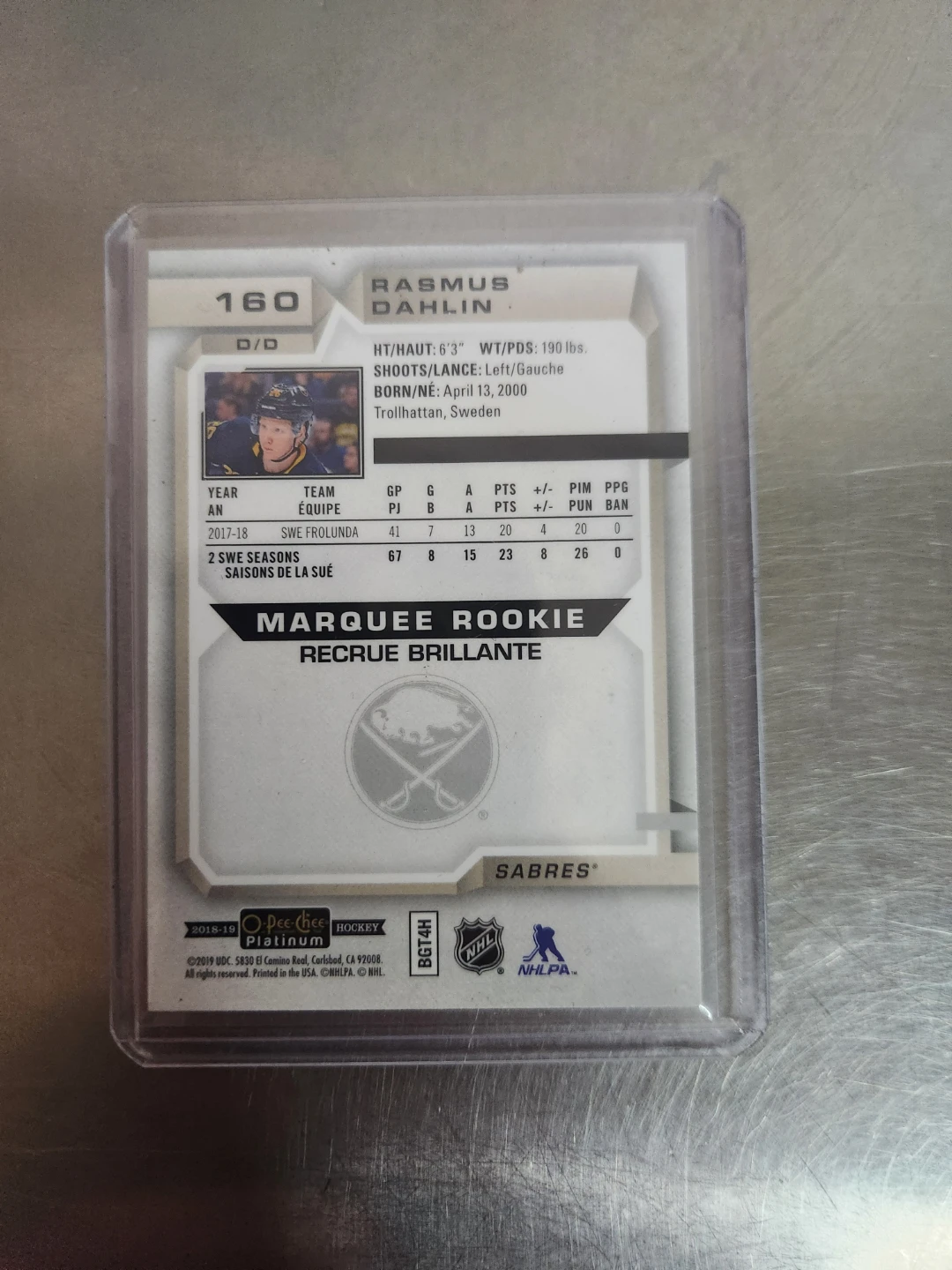 Rasmus Dahlin Marquee Rookie Hockey Card - photo 2