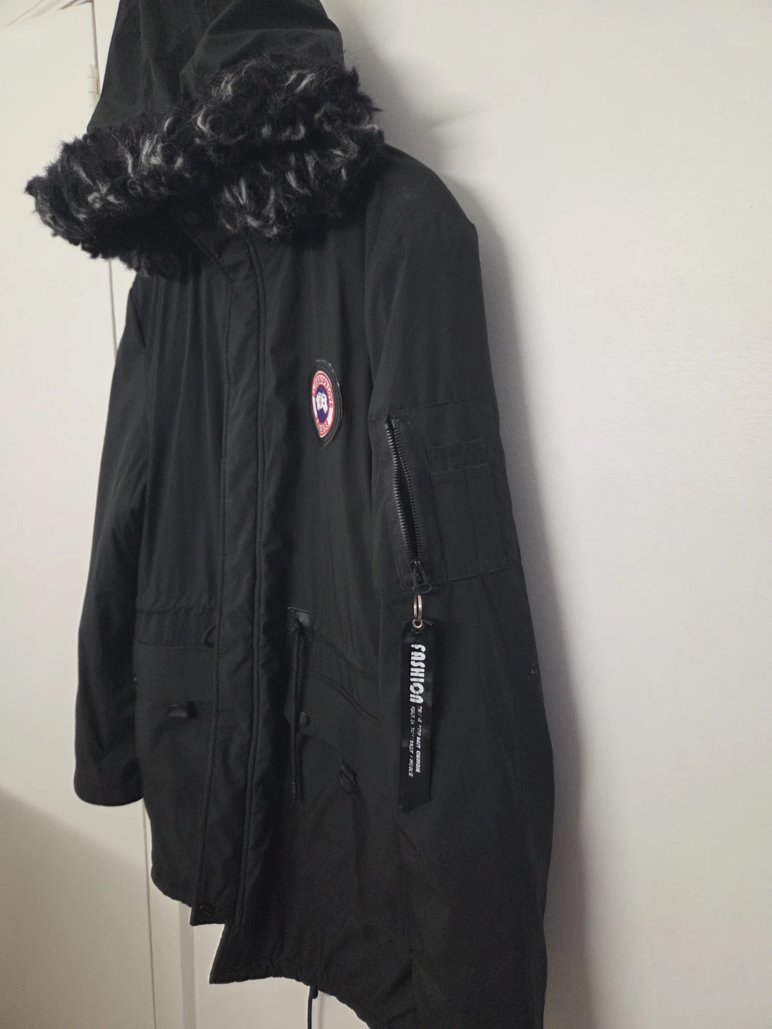 Black Parka Jacket with Fur Hood
