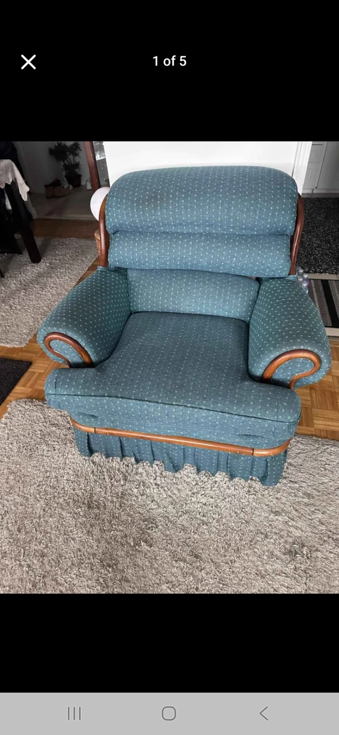 Blue upholstered armchair - photo 3