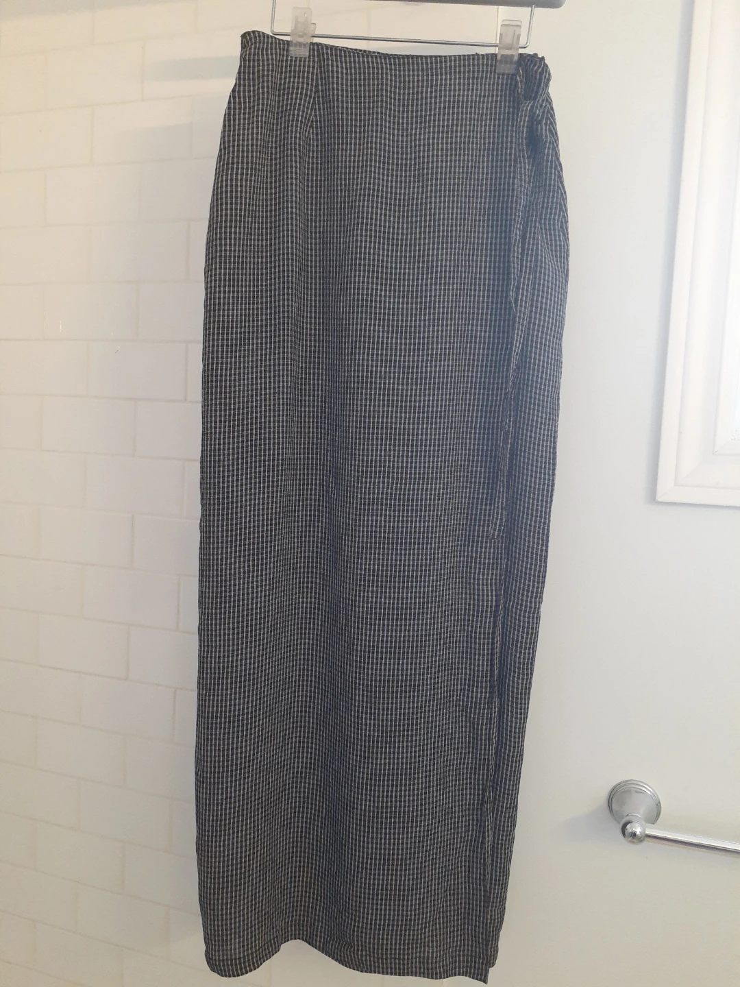 Black and White Gingham Wrap Skirt