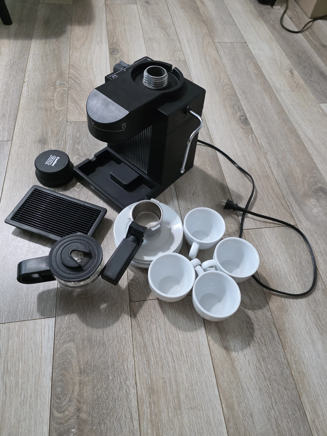 Espresso Machine with Cups and Saucers