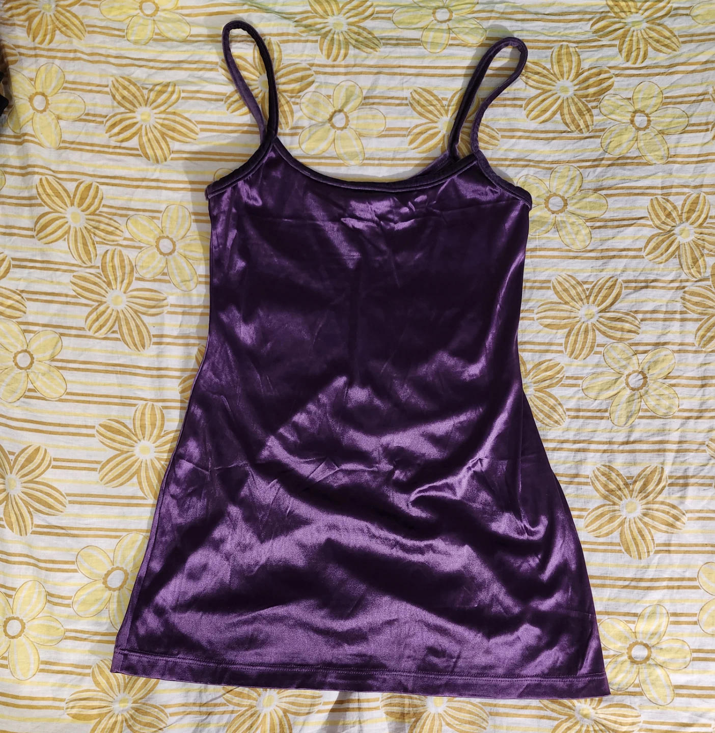 Purple mini slip with velvet straps