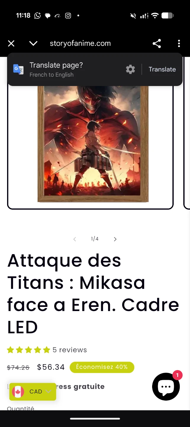Attack on Titan LED Frame - Mikasa vs Eren - photo 2
