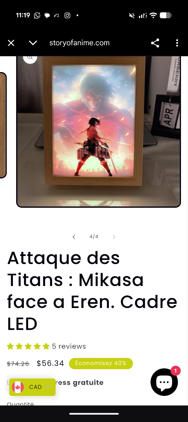 Attack on Titan LED Frame - Mikasa vs Eren - photo 3