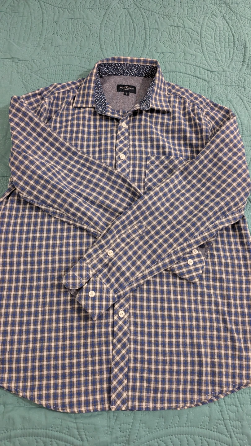 RUE SAINT-PATRICK Men's Plaid Long Sleeve Shirt Size M - photo 3