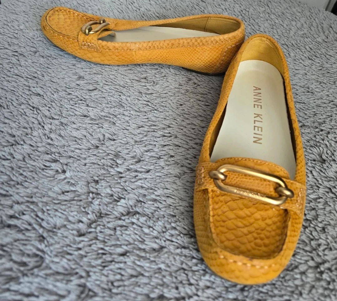 Anne Klein Mustard Yellow Snake Print Loafers - photo 2