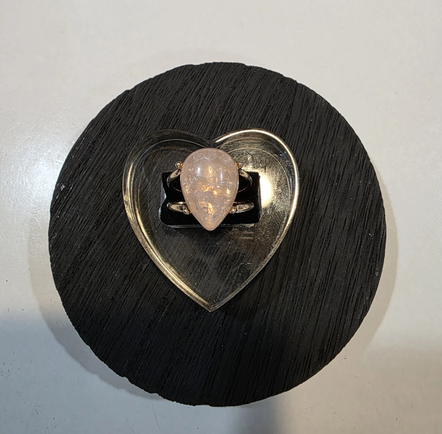 Pear Shape Pink Crackle Ring