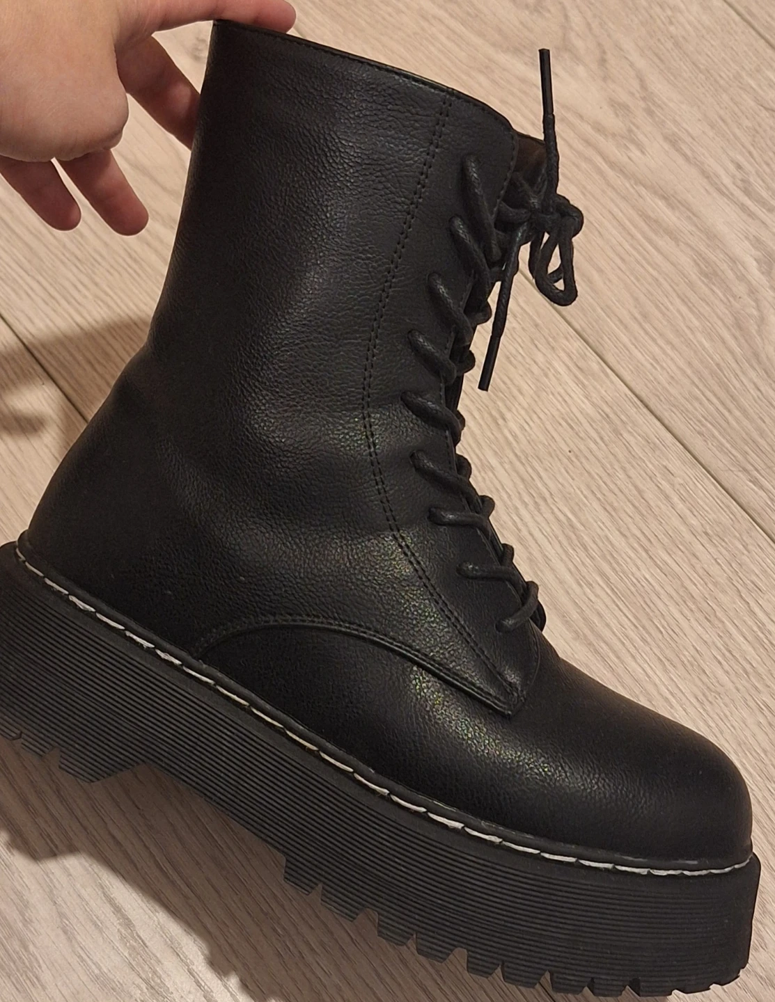Ardenes Black Chunky Platform Combat Boots - photo 3