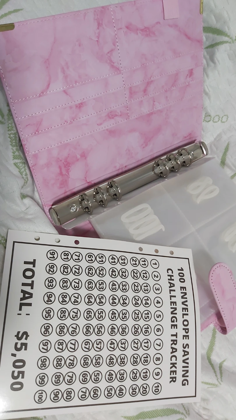 100 Envelope Savings Challenge Binder (Pink) - photo 2
