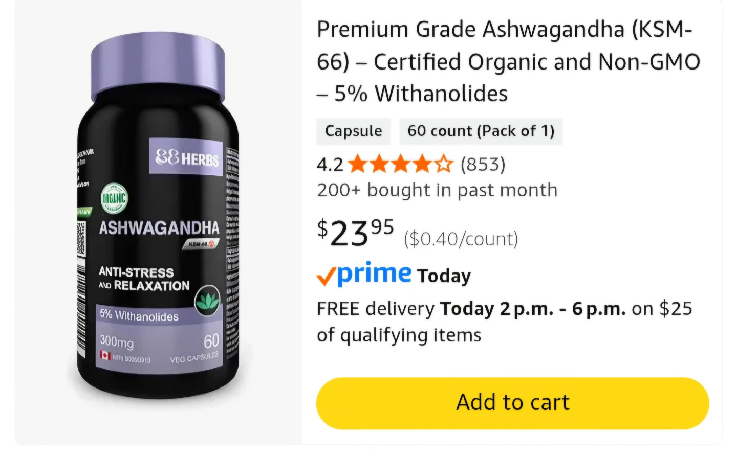 88 Herbs Ashwagandha KSM-66 Capsules - 60 count - photo 3
