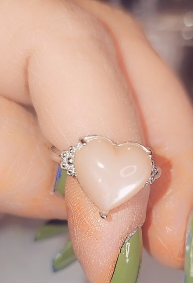 Valenrine Heart peach moonstone  Ring - photo 2
