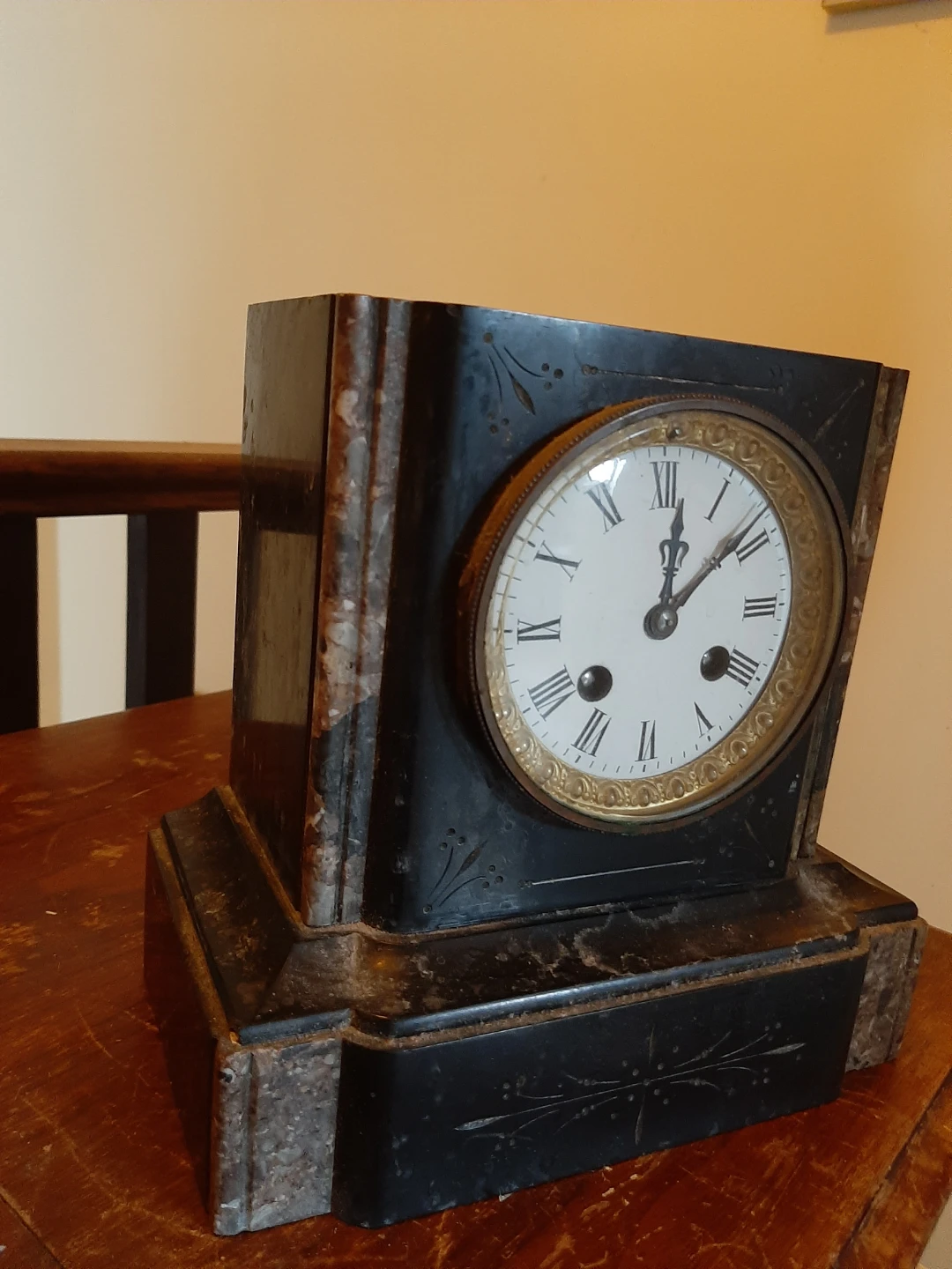 Antique slate Mantel Clock - photo 2