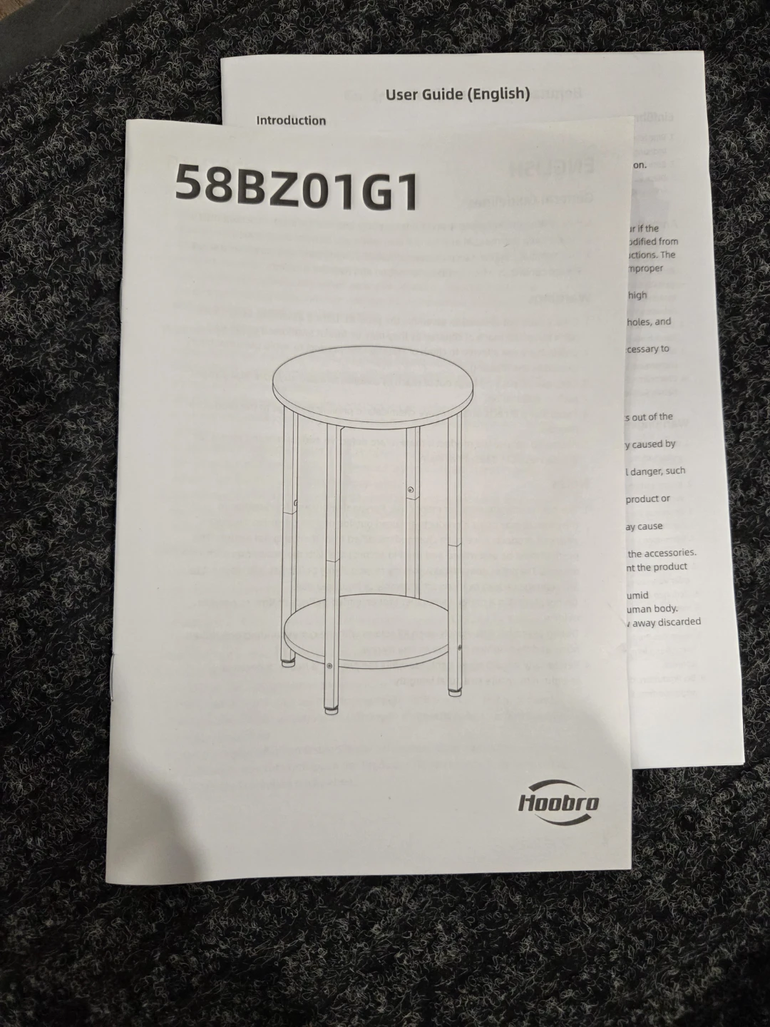 Hoobro Round Side Table - Rustic Brown