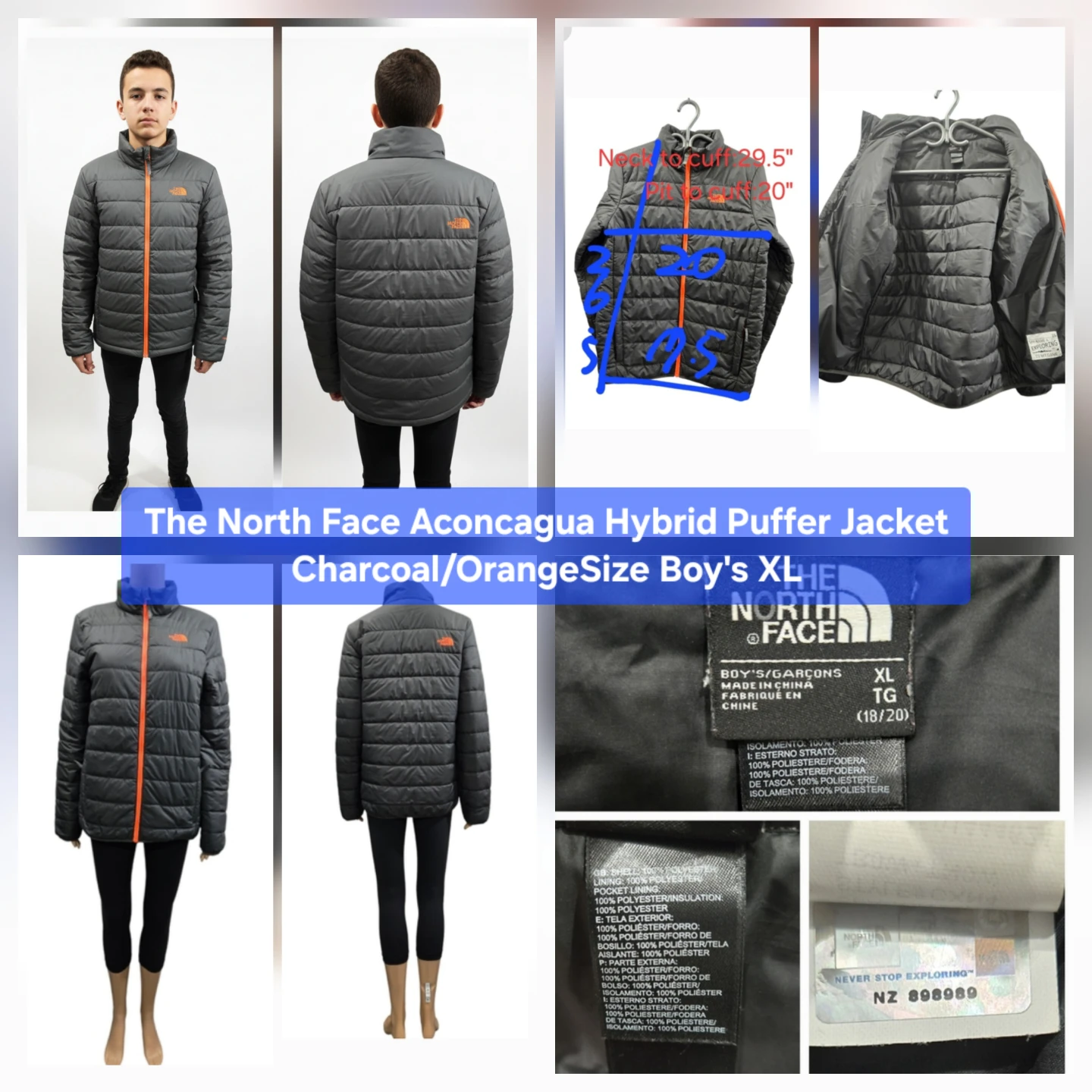 🏆 The North Face Aconcagua Hybrid Puffer Jacket Size Boy's XL