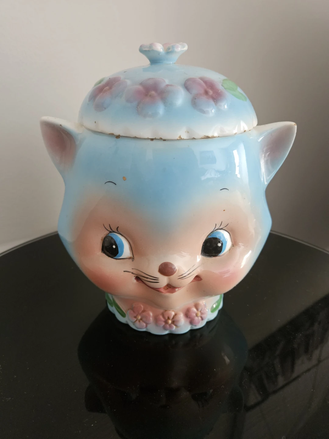 Vintage Ceramic Cat Cookie Jar - Made in Japan