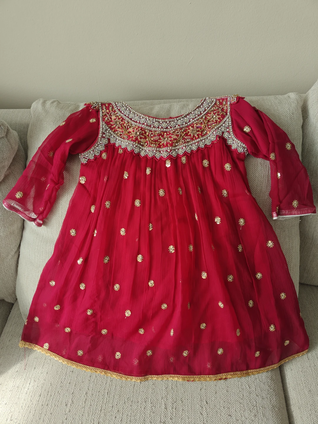Dark pink Embellished Girls Dress