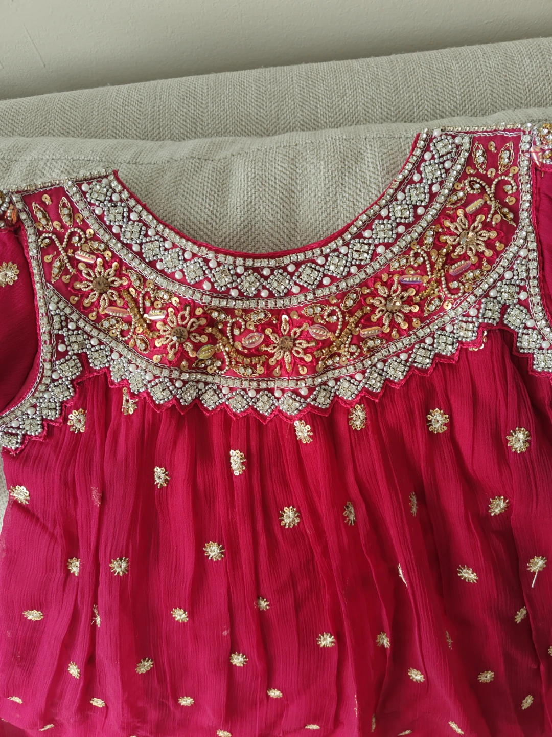 Dark pink Embellished Girls Dress - photo 2