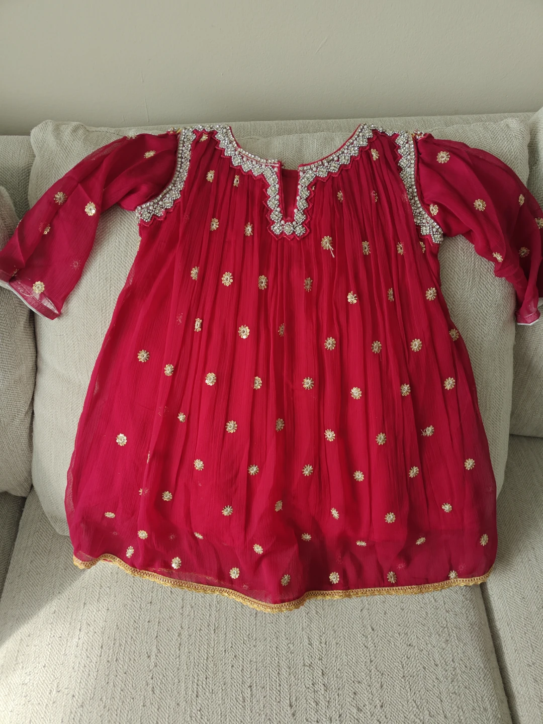 Dark pink Embellished Girls Dress - photo 3