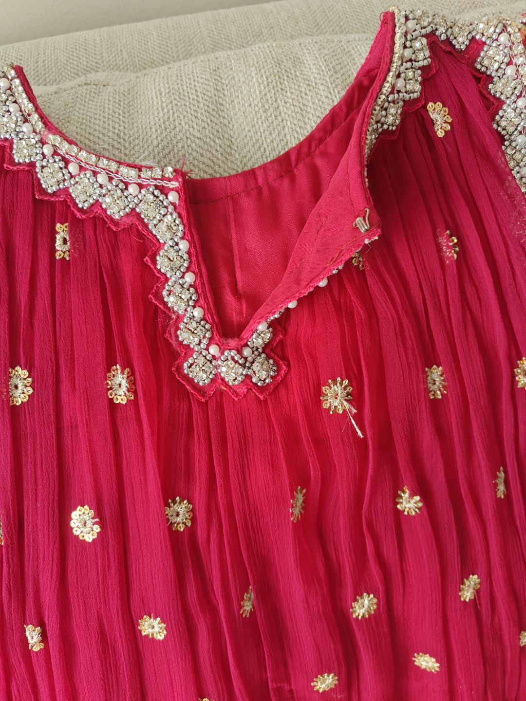 Dark pink Embellished Girls Dress - photo 4