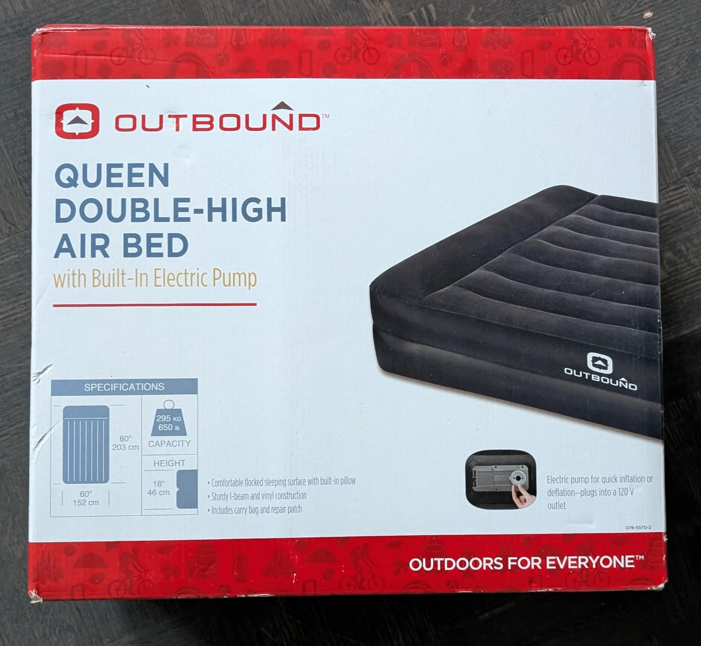 Outbound Queen Double-High Air Bed with Built-In Electric Pump