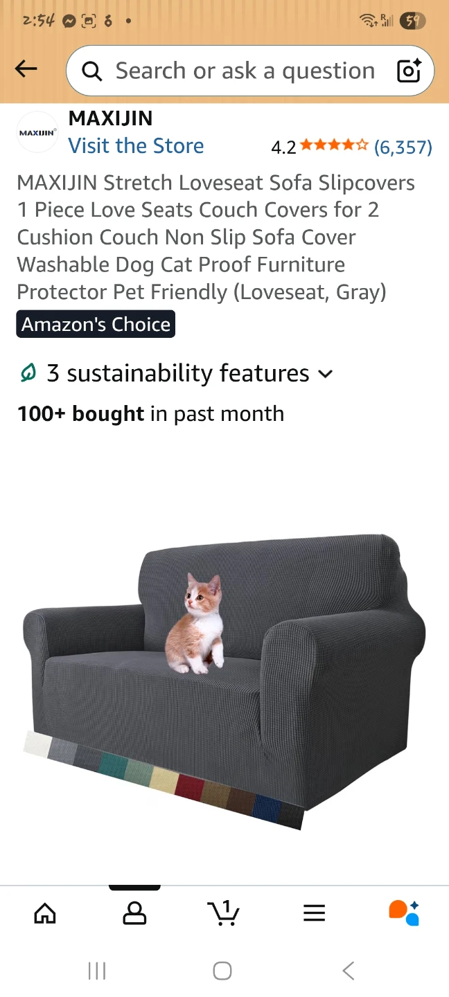 Grey Sofa Slipcover - Loveseat Size
