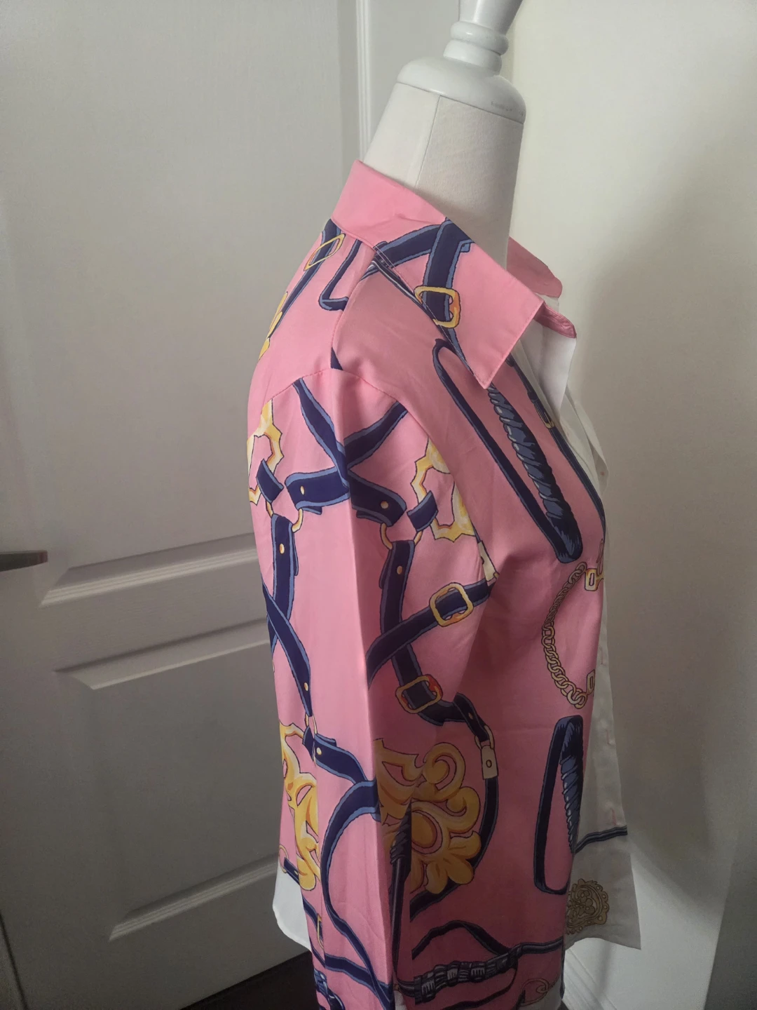Pink Long Sleeve Shirt with Belt Print - photo 2