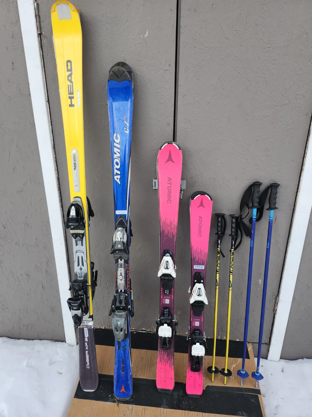 skis and poles set 66 in, 58 in, 47 in, 39 in - photo 2