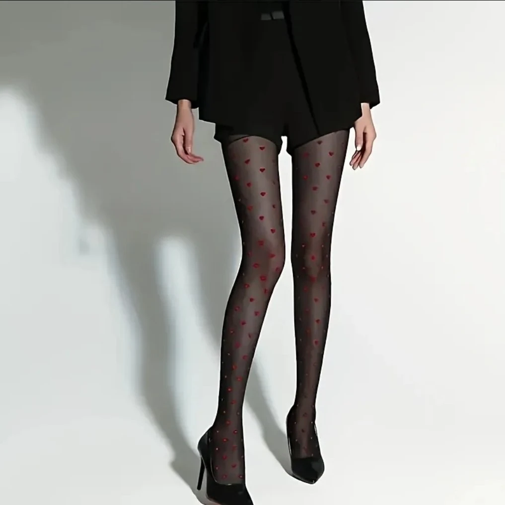 Valentine's Day💘 Black Tights with Red Hearts 🏆 - photo 2