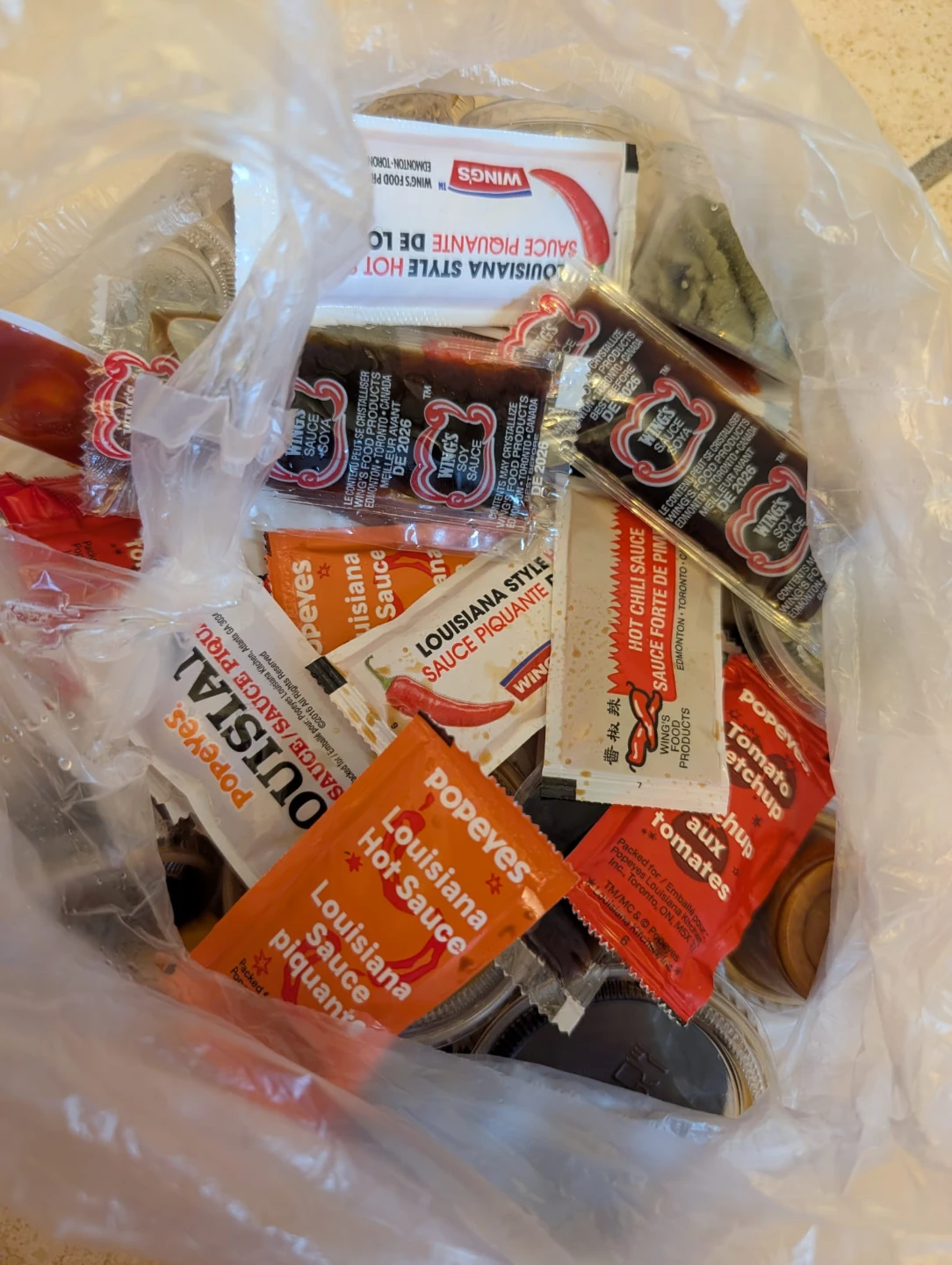 A bunch of assorted Sauce Packets 🥕