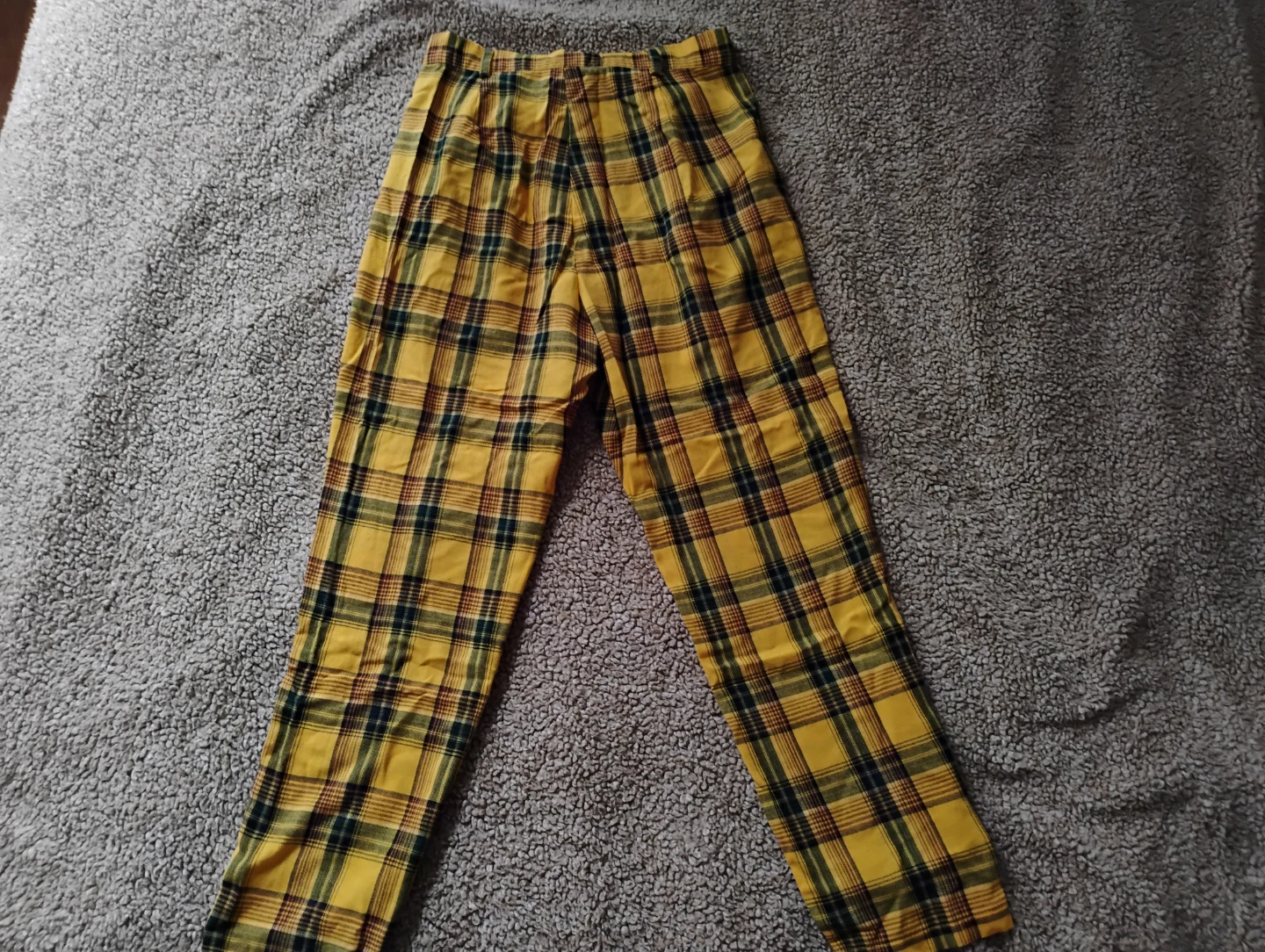 Yellow Plaid High-to-Mid Rise Pants - SHEIN - Small - photo 4